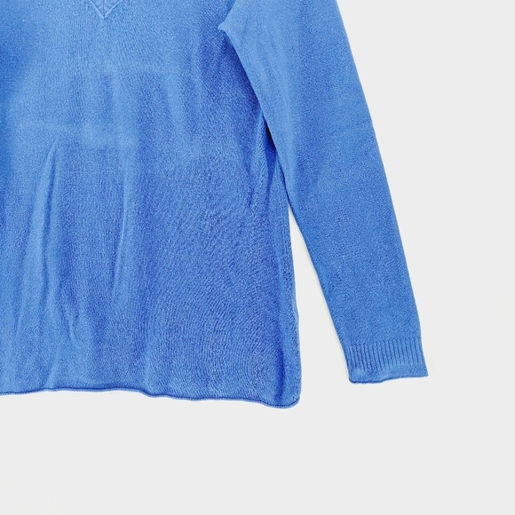 West & Vine Blue Knit V Neck Long Sleeve Lightweight Casual Sweater P4466 - Picture 3 of 8